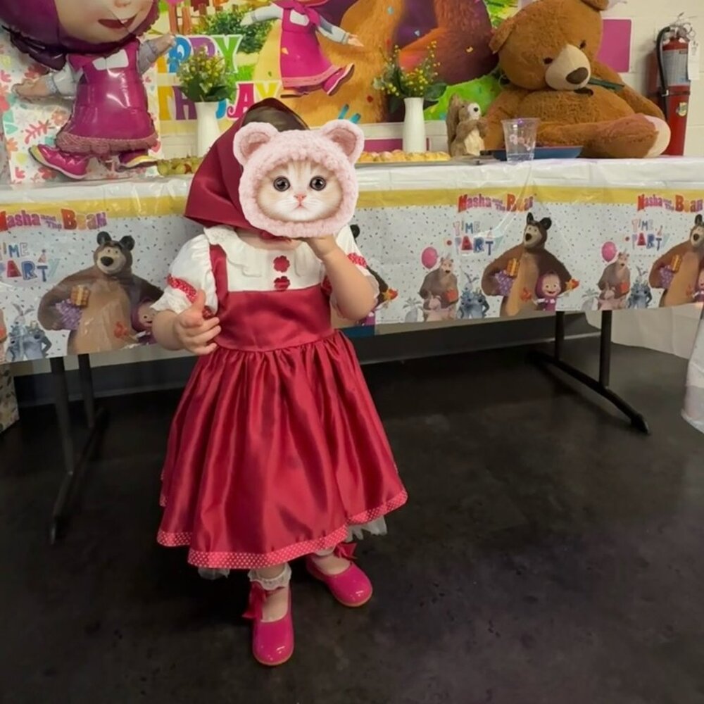 Masha and the Bear Birthday party decor, dress and shoes for a 2 year old